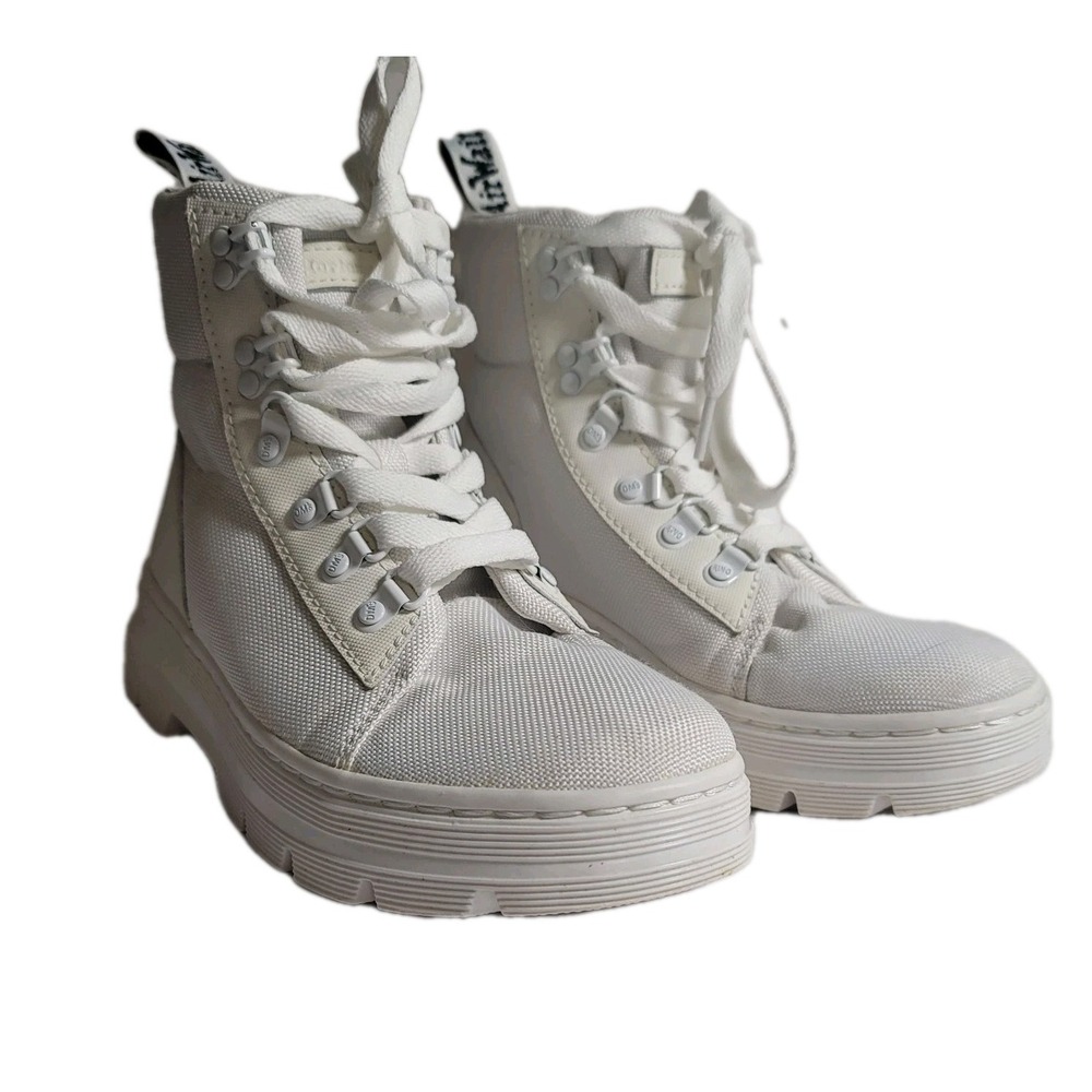 Dr. Martens Combs Women's Size 6 US White Canvas Round Toe Casual Combat Boots